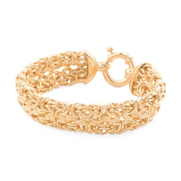 ETRUSCA GIOIELLI Made In Italy 18kt Gold Plated Byzantine Chain Bracelet - Picture 1 of 2